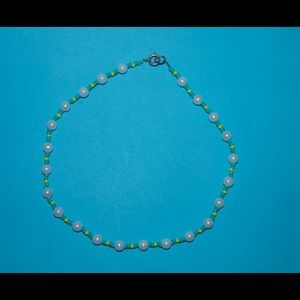 handmade seed bead and pearl choker necklace